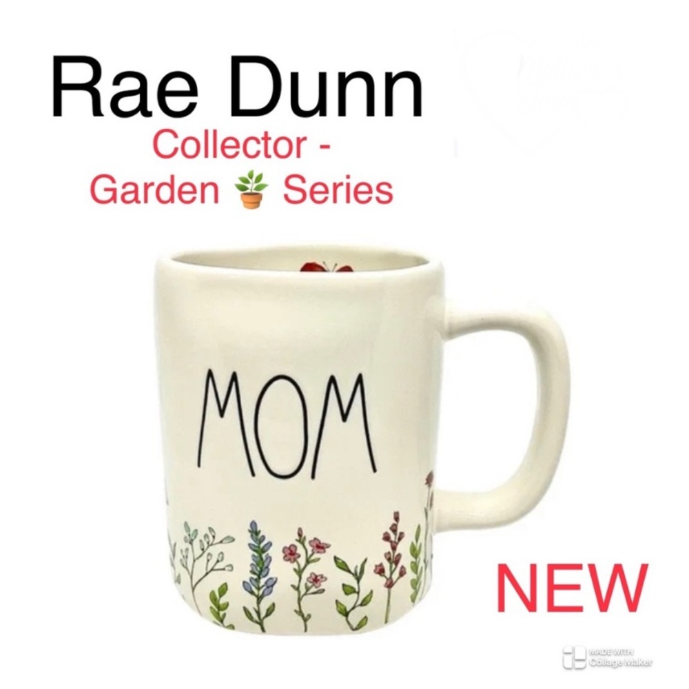 NEW Rae Dunn White MOM mug 🪴 motif 💐  🌺